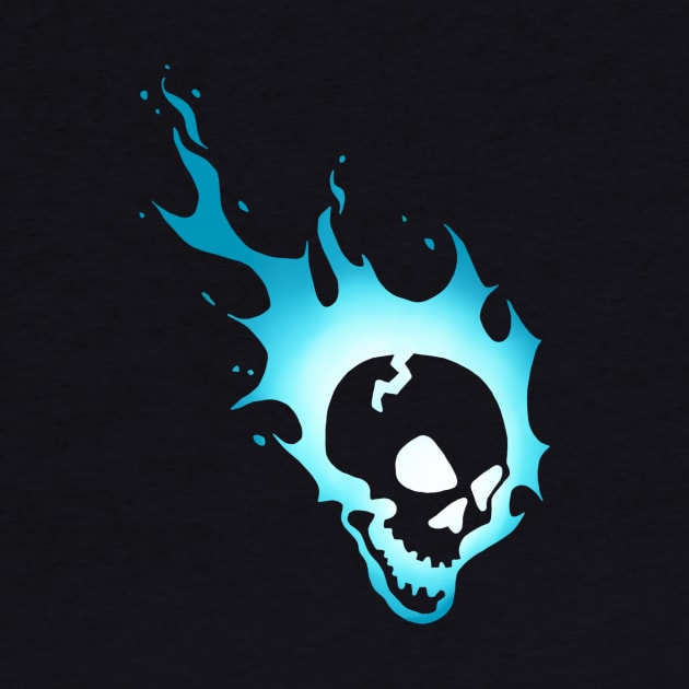 Flaming Skull Blue by Owllee Designs